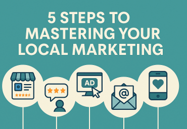 A header image that says 5 Steps to Mastering Your Local Marketing with icons representing the channels