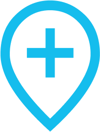 Location pin icon with a plus sign, symbolizing local seo services.
