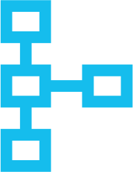 Flowchart or connected blocks icon, representing marketing technology and automation.