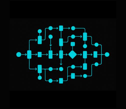 Complex marketing automation flowchart representing streamlined business processes and AI-driven solutions.