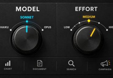 Model and effort graphic showing different AI models with fictitious knobs to turn them up or down